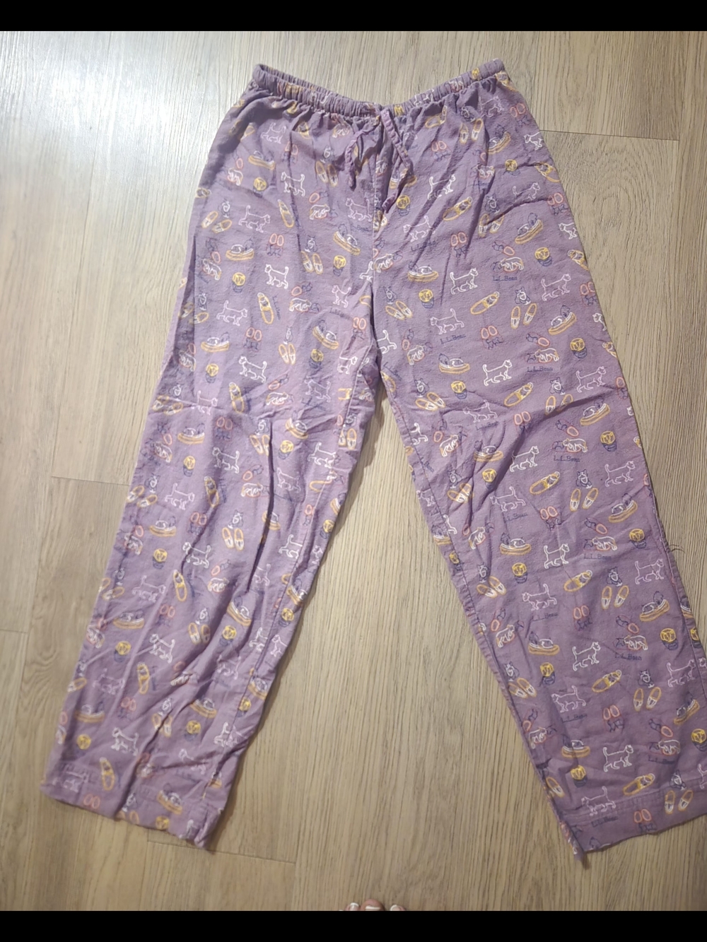 L.L.Bean Purple Cat and DOG Print Flannel Lounge Pajama Pants XS Petite